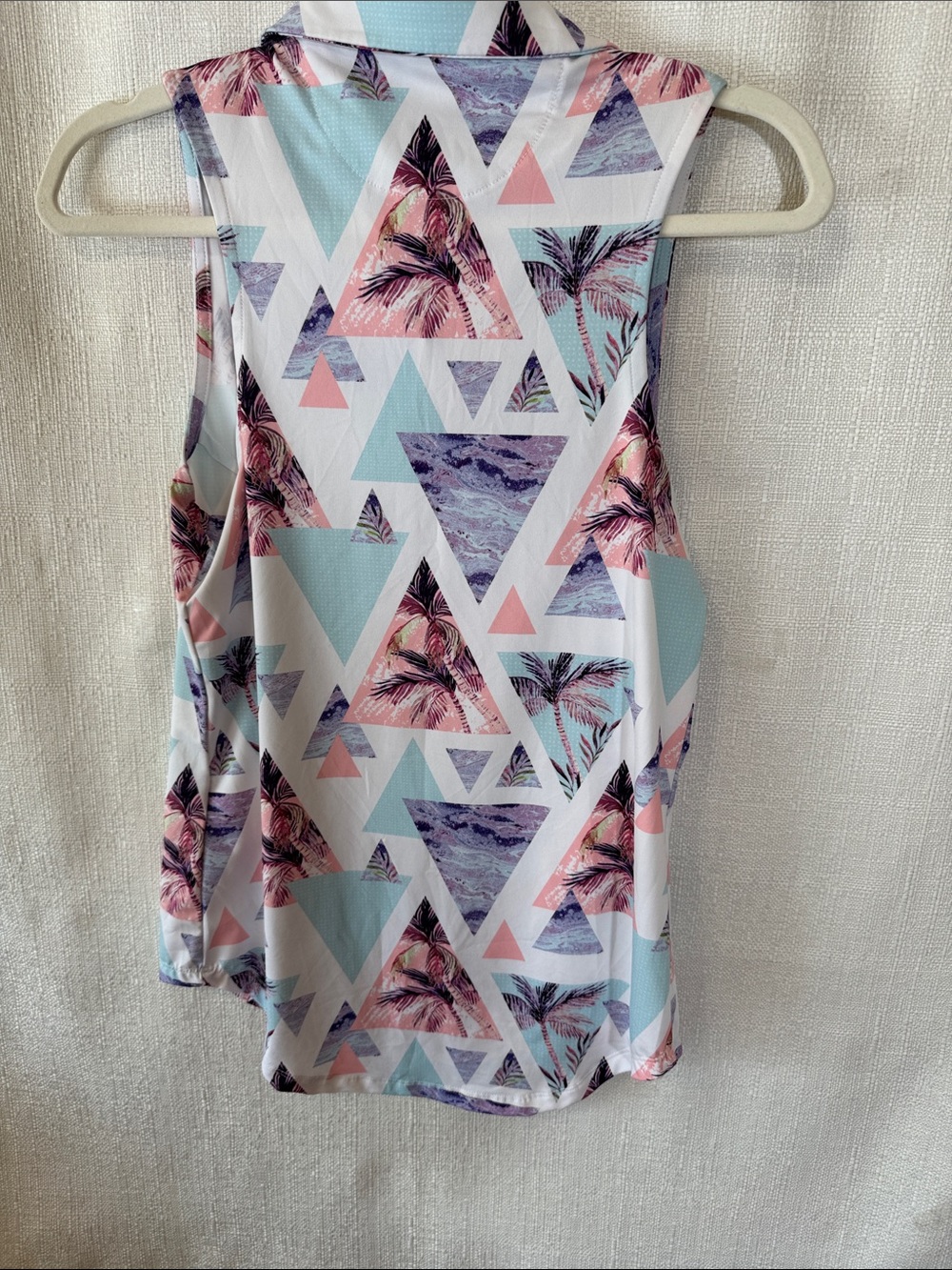Bad Birdie Sleeveless Golf Polo Tropical Geometric Print XS - Picture 4 of 6